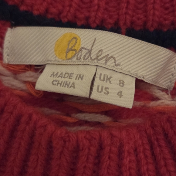 Boden Emma Fair Isle Christmas Festive Sweater Wool Colorful Red Rainbow SZ 4 - Picture 7 of 9